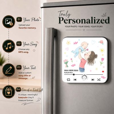 Birthday Gift for Mom Musical Fridge Magnet with Rechargeable Battery & On/Off Button for Mummy Music Player Fridge Magnet